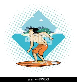 Surfer tropischen Lebensstil Thema poster Vector Illustration graphic design Stock Vektor