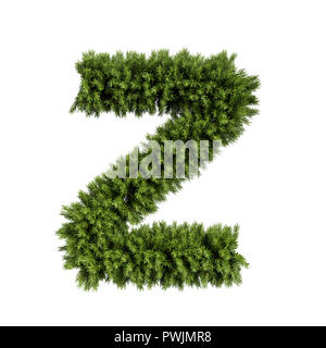 Weihnachten alphabet ABC Zeichen Buchstaben Z Font. Christmas tree branches Großbuchstaben Dekoration art. Hoch 3D Rendering Illustration realistisch. T Stockfoto