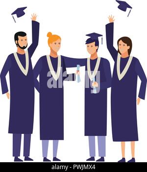 Studenten mit Kittel auf absolventenfeier Vector Illustration graphic design Stock Vektor