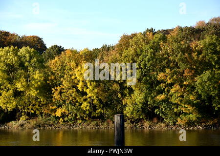 Herbst Wasser Getue Bäume Sonne Stockfoto