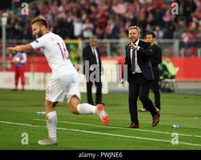 CHORZOW, Polen - 11. OKTOBER 2018: UEFA Nationen Liga Polen und Portugal o/p: Jerzy Brzeczek Trainer (Polen) Jakub Blaszczykowski (Polen) Stockfoto