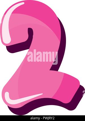 Candy font rosa Nummer zwei Vector Illustration Stock Vektor