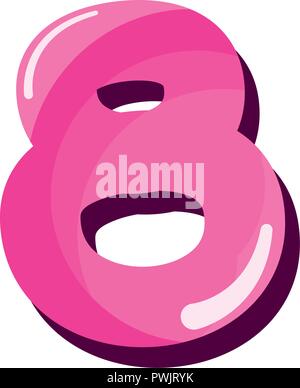 Candy font rosa Nummer acht Vector Illustration Stock Vektor