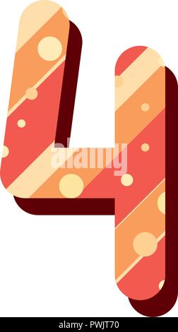 Retro Nr. 4 Schrift auf weißen Hintergrund Vector Illustration Stock Vektor