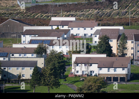 Einen allgemeinen Blick auf die Häuser am Penrhys Wohnsiedlung im County Borough von Rhondda Cynon Taf am 1. Oktober 2018 in Cardiff, Vereinigtes Königreich. Die counc Stockfoto