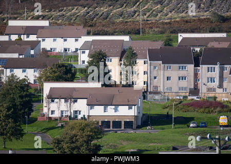 Einen allgemeinen Blick auf die Häuser am Penrhys Wohnsiedlung im County Borough von Rhondda Cynon Taf am 1. Oktober 2018 in Cardiff, Vereinigtes Königreich. Die counc Stockfoto