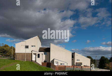 Einen allgemeinen Blick auf die Häuser am Penrhys Wohnsiedlung im County Borough von Rhondda Cynon Taf am 1. Oktober 2018 in Cardiff, Vereinigtes Königreich. Die counc Stockfoto