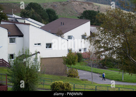 Einen allgemeinen Blick auf die Häuser am Penrhys Wohnsiedlung im County Borough von Rhondda Cynon Taf am 1. Oktober 2018 in Cardiff, Vereinigtes Königreich. Die counc Stockfoto