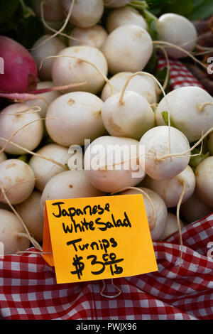 Tokio Rüben zum Verkauf zu einem Bauernmarkt in Santa Fe, New Mexico Stockfoto