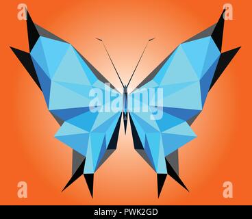 Low Poly abstarct geometrics illustrierte Darstellung eines blauen Morpho didius Schmetterling Stock Vektor