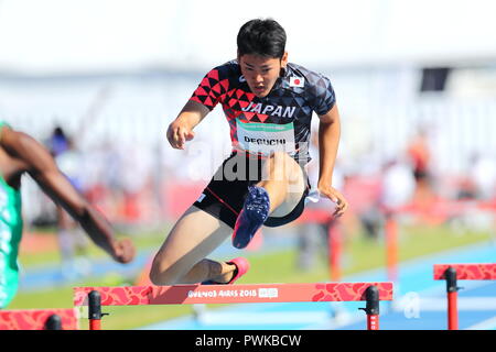 Buenos Aires, Argentinien. 16 Okt, 2018. Haruto Deguchi (JPN) Leichtathletik: Männer 400 mH Stadium 2 in Buenos Aires 2018 Youth Olympic Games Youth Olympic Park in Buenos Aires, Argentinien. (Foto von Naoki NishimuT) Stockfoto