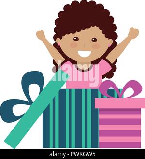 Happy girl Coming out Geschenk Vector Illustration Stock Vektor