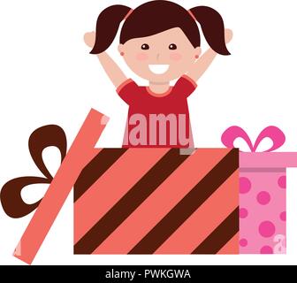 Happy girl Coming out Geschenk Vector Illustration Stock Vektor