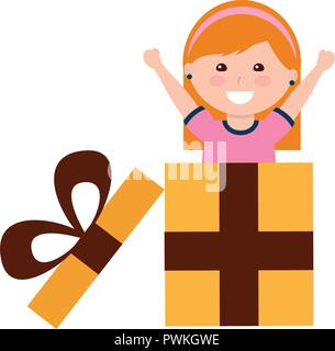Happy girl Coming out Geschenk Vector Illustration Stock Vektor