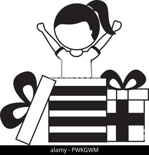 Happy girl Coming out Geschenk Vector Illustration Stock Vektor