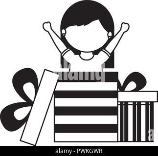 Happy girl Coming out Geschenk Vector Illustration Stock Vektor