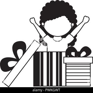 Happy girl Coming out Geschenk Vector Illustration Stock Vektor