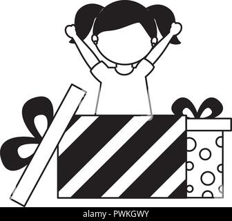 Happy girl Coming out Geschenk Vector Illustration Stock Vektor