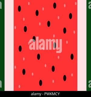 Vektor nahtlose vertikale rote und grüne Muster. Frische Wassermelone Textur für Stoff-, Textil- und Oberflächengestaltung. Einfache, farbenfrohe Illustrationen. Stock Vektor