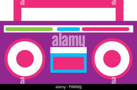 Boombox radio retro Hippie style Vector Illustration Stock Vektor