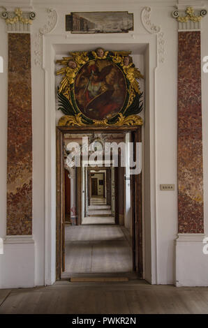 Ottobeuren ist eine Benediktinerabtei in Ottobeuren, in der Nähe von Memmingen im bayerischen Allgäu, Deutschland. Stockfoto