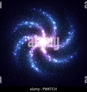 Vektor Spiralgalaxie. Schöne abstrakte Shining kosmischen Hintergrund. Helle Nachthimmel. Kreativen Raum Abbildung mit leuchtenden Nebel. Stock Vektor