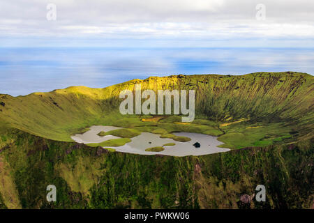 Luftaufnahme von Corvo Island, Azoren Stockfoto