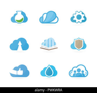 An cloud logo Kombination. Laden und Download das Symbol oder das Symbol. Einzigartige hochladen und Netzwerk Logo Design Template. Stockfoto