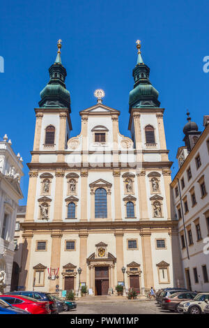 Wien, Österreich - 19.09.2018: die Jesuitenkirche oder Universität Kirche auf Ignaz Seipel Platz in Wien. Stockfoto