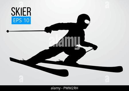 Silhouette von Skifahrer isoliert springen. Vector Illustration Stock Vektor