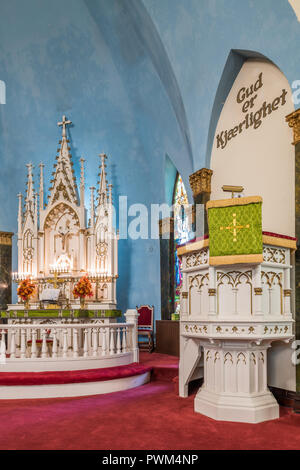 Innenraum der Minnekirken Norwegischen Lutherischen Kirche in den Logan Square Nachbarschaft Stockfoto