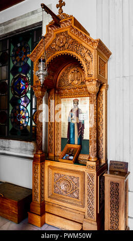Geschnitzte verändern mit der Darstellung des Hl. Titus, Eintrag in die Kapelle der Kirche des Hl. Titus Stockfoto