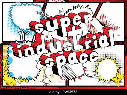 Super industrielle Raumzeiger illustrierte Comic Stil Ausdruck. Stock Vektor