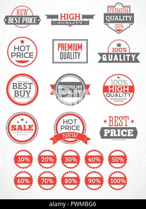 Legen Sie Etiketten und Aufkleber Vector Illustration Stock Vektor