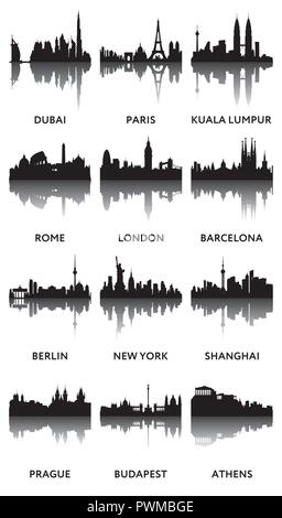 Silhouetten der Stadt Panoramen skyline Vector Illustration Stock Vektor