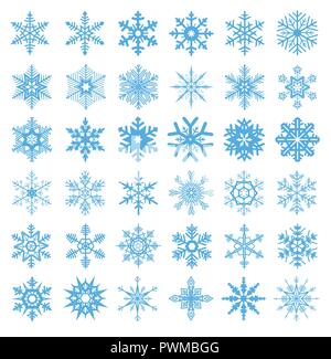 Sammlung von 36 Schneeflocken Vector Illustration Stock Vektor