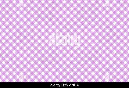 Diagonale Gingham - wie Tischdecke mit Lavendel und weiße Kontrollen, symmetrische überlappenden Streifen in einer einzigen Farbe Stockfoto