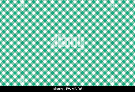 Diagonale Gingham - wie Tischdecke mit viel Grün in Grün und Weiß prüft, symmetrische überlappenden Streifen in einer einzigen Farbe Stockfoto