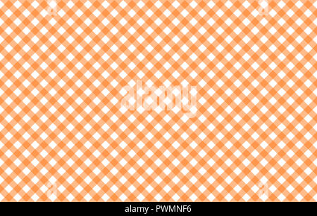 Diagonale Gingham - wie Tischdecke mit Kürbis orange und weiß prüft, symmetrische überlappenden Streifen in einer einzigen Farbe Stockfoto