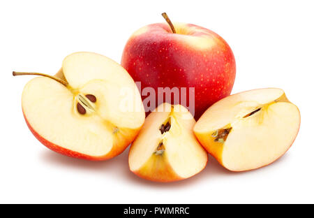 In Scheiben geschnittene rote Äpfel weg isoliert Stockfoto