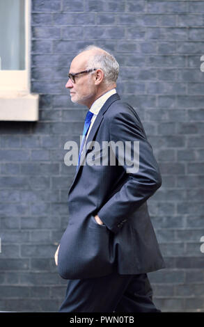 Crispin Blunt MP kommt gegen Ende einer langen kabinettssitzung zu discus Brexit, Downing Street 16. Oktober 2018 Stockfoto