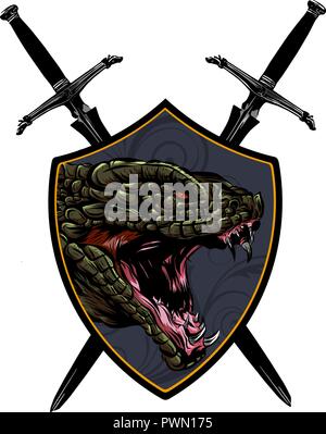 Kopf Dragon-Vektor logo Symbol Abbildung Maskottchen Stock Vektor