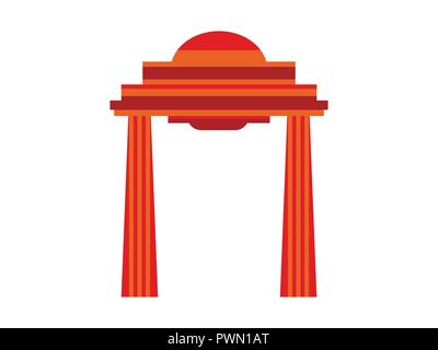 Alte Tor mit Spalten im flachen Stil auf einem weißen Hintergrund. Gateway Architektur. Vector Illustration Stock Vektor