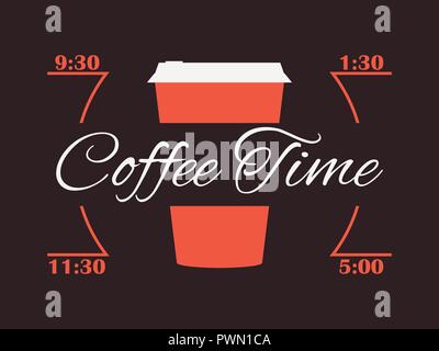 Kaffee Zeit. Tasse Kaffee. Infografiken Poster. Vector Illustration Stock Vektor
