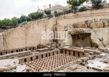 Römische Berytus (Römische Bäder) Ruinen in Downtown Beirut Central District, Libanon Stockfoto