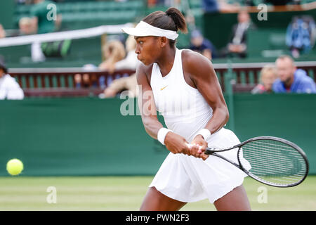 American Junior tennis player Cori Gauff (USA) während der Wimbledon Tennis Championships 2018 Stockfoto