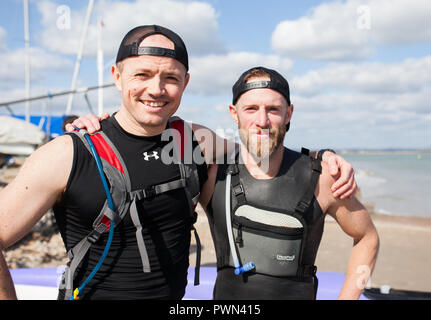 Gruppenbild der Gewinner eines Drachenboot Stockfoto