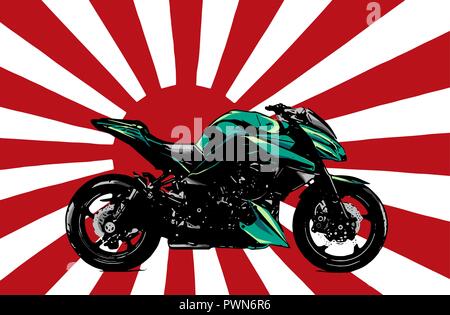 Künstlerische stilisierte Motorrad Racer in Bewegung. Vector Illustration Stock Vektor