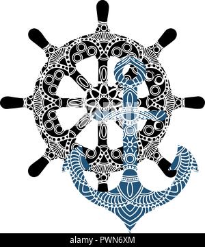 Vector Illustration nautische anchor Design logo Vorlage Stock Vektor