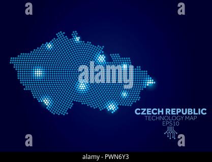 Tschechische Republik gepunktete Technologie Karte. Die moderne Datenkommunikation Konzept Stock Vektor
